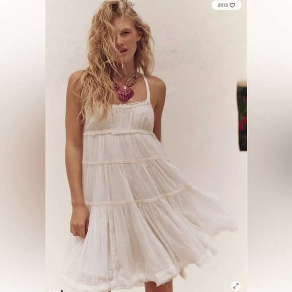 Free People Free-est Isla Tiered Ruched Vacation Midi Dress M - Picture 4 of 10